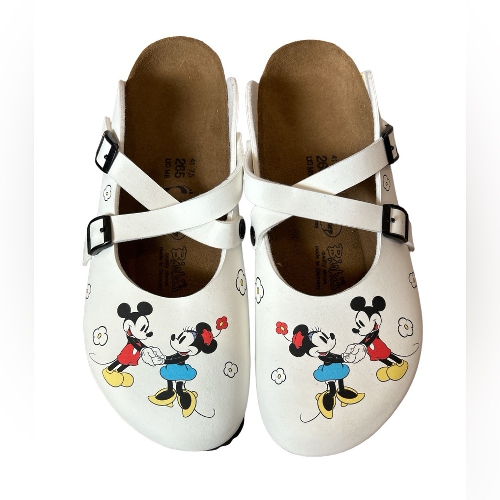 Birkenstock Disney Birki's Mickey and Minnie Mouse slip on leather clogs